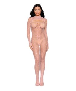 Dreamgirl Fishnet Bodystocking And Shrug Rose Quartz O/S