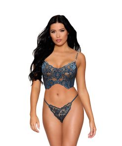 Dreamgirl Lace Bustier And G-String Twilight M