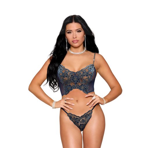 Dreamgirl Lace Bustier And G-String Twilight M - Image 2