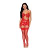 Dreamgirl Garter Slip With Bow Detail And G-String Red O/S