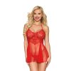 Dreamgirl Lace Babydoll And G-String Red O/S