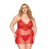 Dreamgirl Lace Babydoll And G-String Red Queen Size