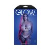 Fantasy Lingerie Glow Daydream Glow-In-The-Dark Embroidered Mesh Bra & Adjustable Thong Queen Size