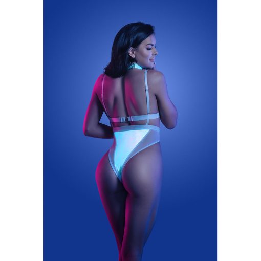 Fantasy Lingerie Glow Prismatic Iridescent Glow-In-The-Dark Cut-Out Harness Bodysuit L/Xl - Image 3