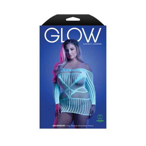 Fantasy Lingerie Glow Ascension Glow-In-The-Dark Seamless Long Sleeve Dress Queen Size