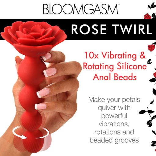 Bloomgasm Rose Twirl 10X Vibrating & Rotating Silicone Anal Beads - Image 12