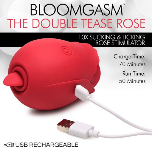 Bloomgasm The Double Tease Rose 10X Sucking & Licking Rose Stimulator - Image 9