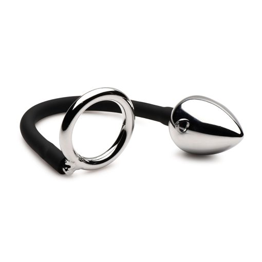 Master Series Tug + Plug Cock & Ball Ring With Anal Plug - Image 3