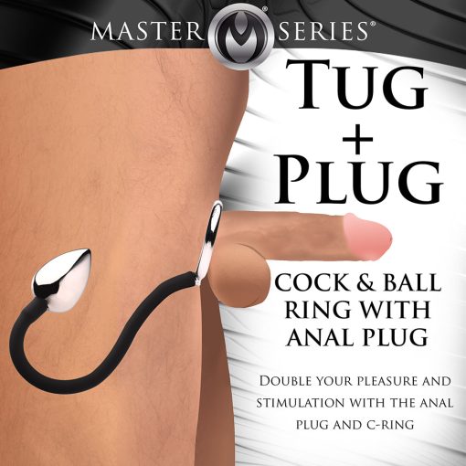 Master Series Tug + Plug Cock & Ball Ring With Anal Plug - Image 7