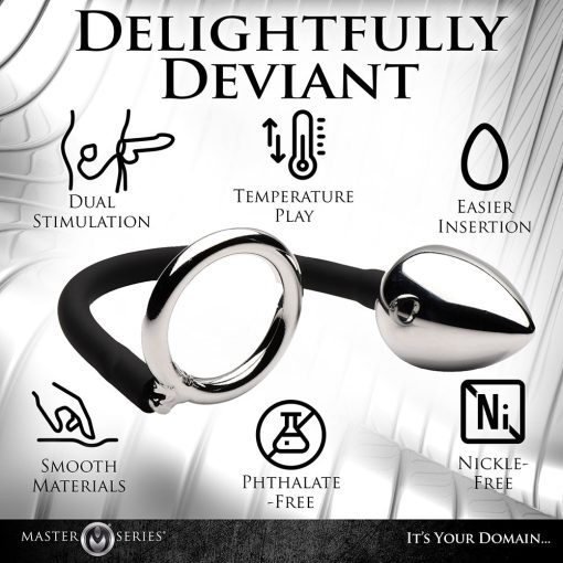 Master Series Tug + Plug Cock & Ball Ring With Anal Plug - Image 10