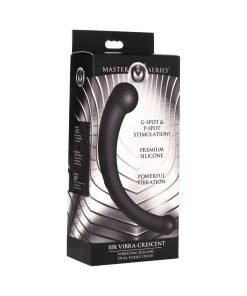 Master Series 10X Vibra-Crescent Vibrating Silicone Dual Ended Dildo Black