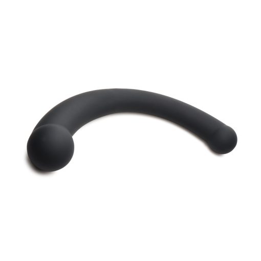 Master Series 10X Vibra-Crescent Vibrating Silicone Dual Ended Dildo Black - Image 2