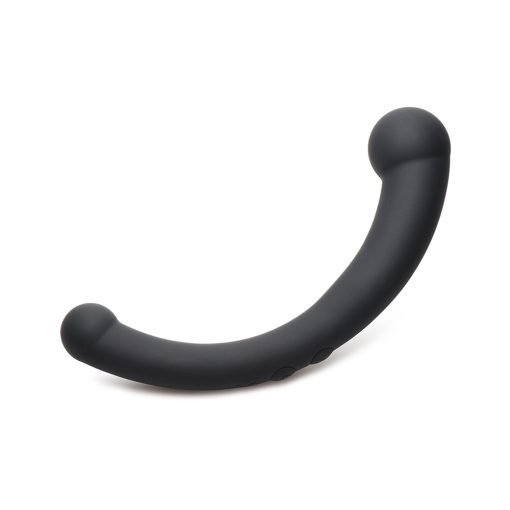 Master Series 10X Vibra-Crescent Vibrating Silicone Dual Ended Dildo Black - Image 3