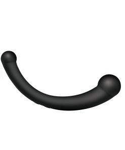 Master Series 10X Vibra-Crescent Vibrating Silicone Dual Ended Dildo Black