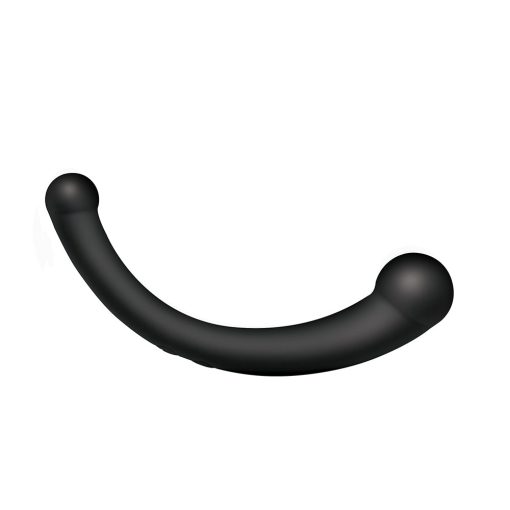 Master Series 10X Vibra-Crescent Vibrating Silicone Dual Ended Dildo Black - Image 4