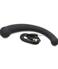 Master Series 10X Vibra-Crescent Vibrating Silicone Dual Ended Dildo Black