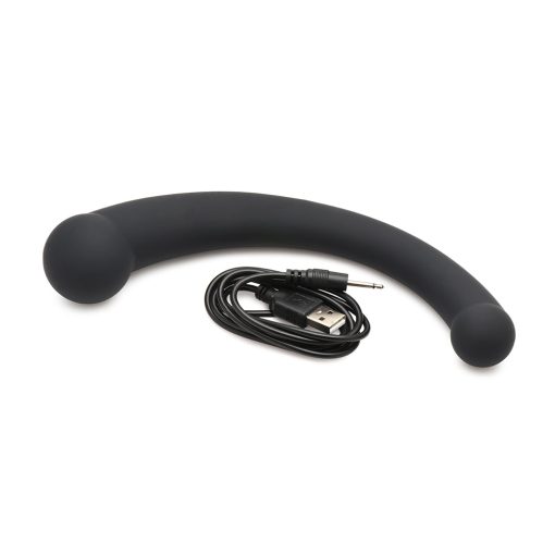 Master Series 10X Vibra-Crescent Vibrating Silicone Dual Ended Dildo Black - Image 5