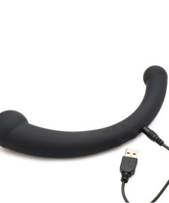 Master Series 10X Vibra-Crescent Vibrating Silicone Dual Ended Dildo Black