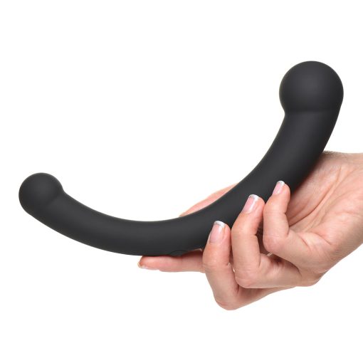 Master Series 10X Vibra-Crescent Vibrating Silicone Dual Ended Dildo Black - Image 7