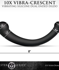 Master Series 10X Vibra-Crescent Vibrating Silicone Dual Ended Dildo Black