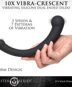 Master Series 10X Vibra-Crescent Vibrating Silicone Dual Ended Dildo Black