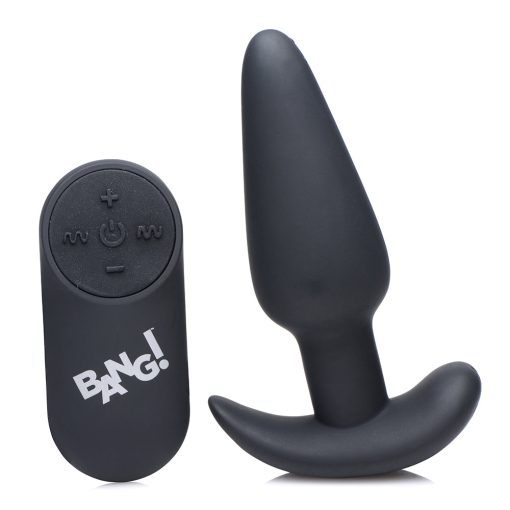 Bang! 21X Vibrating Silicone Butt Plug With Remote Control Black - Image 2