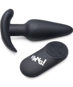 Bang! 21X Vibrating Silicone Butt Plug With Remote Control Black