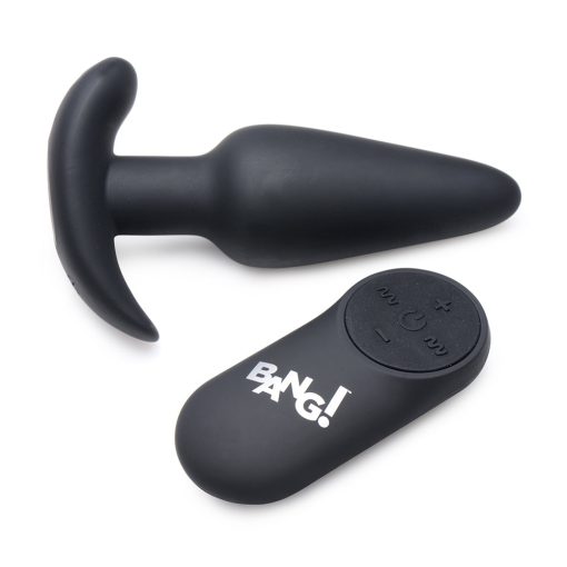Bang! 21X Vibrating Silicone Butt Plug With Remote Control Black - Image 3