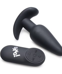 Bang! 21X Vibrating Silicone Butt Plug With Remote Control Black