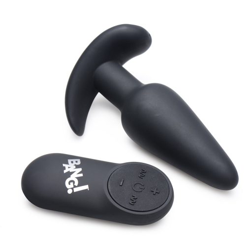 Bang! 21X Vibrating Silicone Butt Plug With Remote Control Black - Image 4