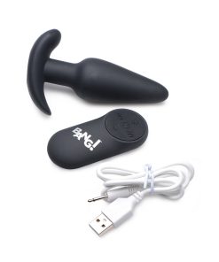 Bang! 21X Vibrating Silicone Butt Plug With Remote Control Black