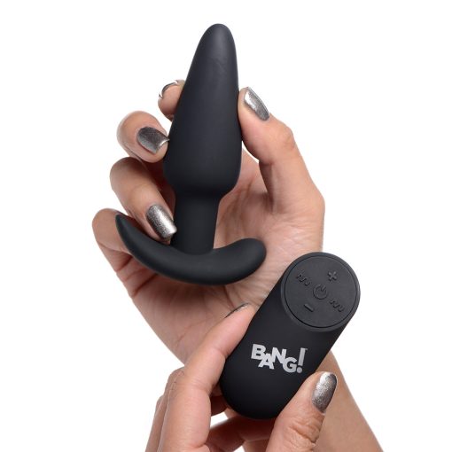 Bang! 21X Vibrating Silicone Butt Plug With Remote Control Black - Image 11