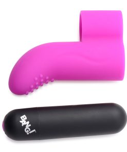 Bang! Purple Couples Vibrating Ring Kit with Bullet, Finger Vibe & Blindfold