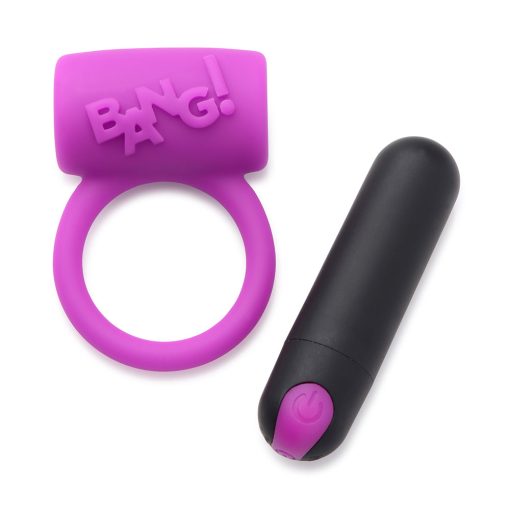 Bang! Purple Couples Vibrating Ring Kit with Bullet, Finger Vibe & Blindfold - Image 8