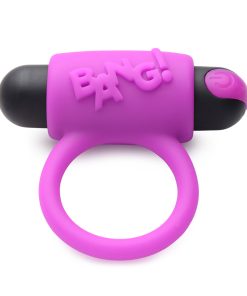 Bang! Purple Couples Vibrating Ring Kit with Bullet, Finger Vibe & Blindfold