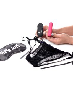 Bang! Power Panty Lace Panties, Bullet, & Blindfold Kit Pink