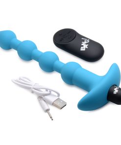 Bang! Vibrating Silicone Anal Beads & Remote Control Blue