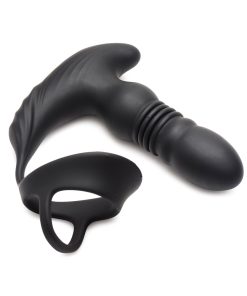 Thunderplugs 10X Thrusting Silicone Vibrator With Cock & Ball Strap & Remote