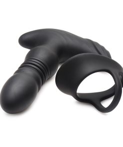 Thunderplugs 10X Thrusting Silicone Vibrator With Cock & Ball Strap & Remote