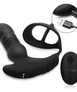 Thunderplugs 10X Thrusting Silicone Vibrator With Cock & Ball Strap & Remote