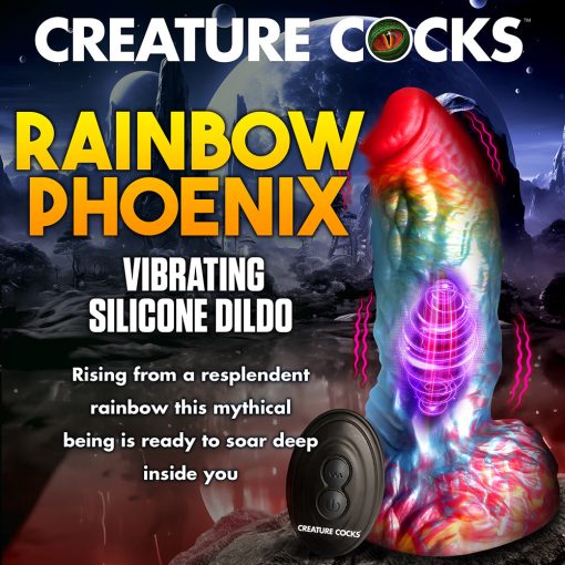 Creature Cocks Rainbow Phoenix Vibrating Silicone Dildo - Image 12