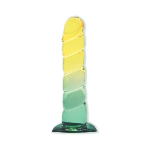 Shades Swirl 7.5 In. Dildo Yellow/Mint - Image 2