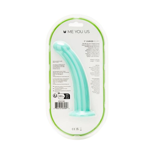 Me You Us 7 In. Curved Silicone Dildo Aqua - Image 4