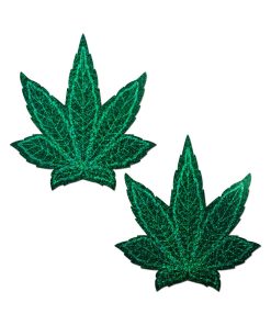 Pastease Pot Leaf Glitter Green Full Breast Covers Support Tape