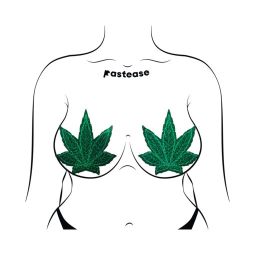 Pastease Pot Leaf Glitter Green Full Breast Covers Support Tape - Image 3