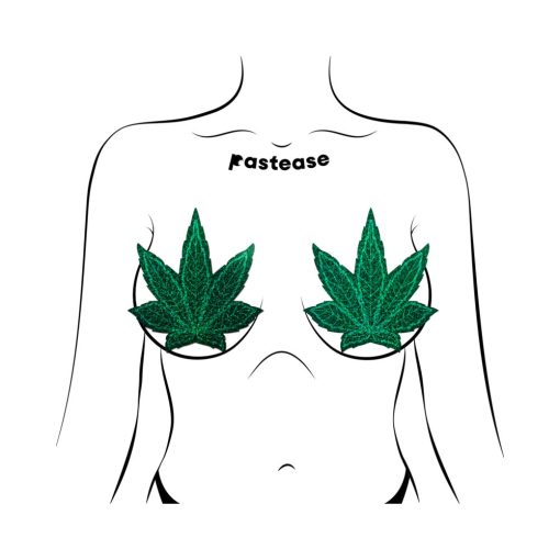 Pastease Pot Leaf Glitter Green Full Breast Covers Support Tape - Image 4