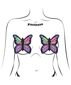 Pastease Butterfly Rainbow Twinkle Velvet Full Breast Covers Support Tape