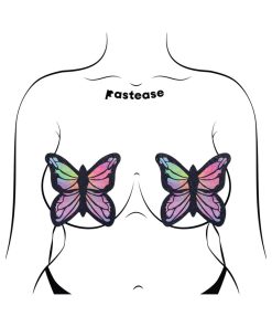 Pastease Butterfly Rainbow Twinkle Velvet Full Breast Covers Support Tape