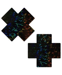 Pastease Plus X Black Disco Ball Full Breast Covers Support Tape