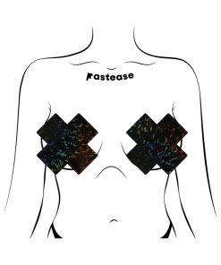 Pastease Plus X Black Disco Ball Full Breast Covers Support Tape